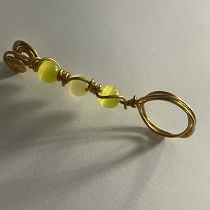 Handmade Yellow Jade and Cat Eye Smoke Ring By PR Artisan